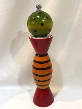 Robert Wilhelm Raw Design 2019 Wooden Pepper Grinder Aero Red & Orange Signed